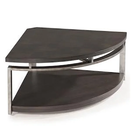 Contemporary Pie-shaped Cocktail Table with Casters